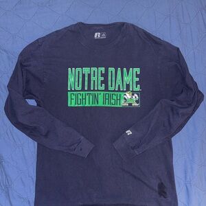 Russell Athletic Notre Dame Long Sleeve - Dark Blue and Bright Green